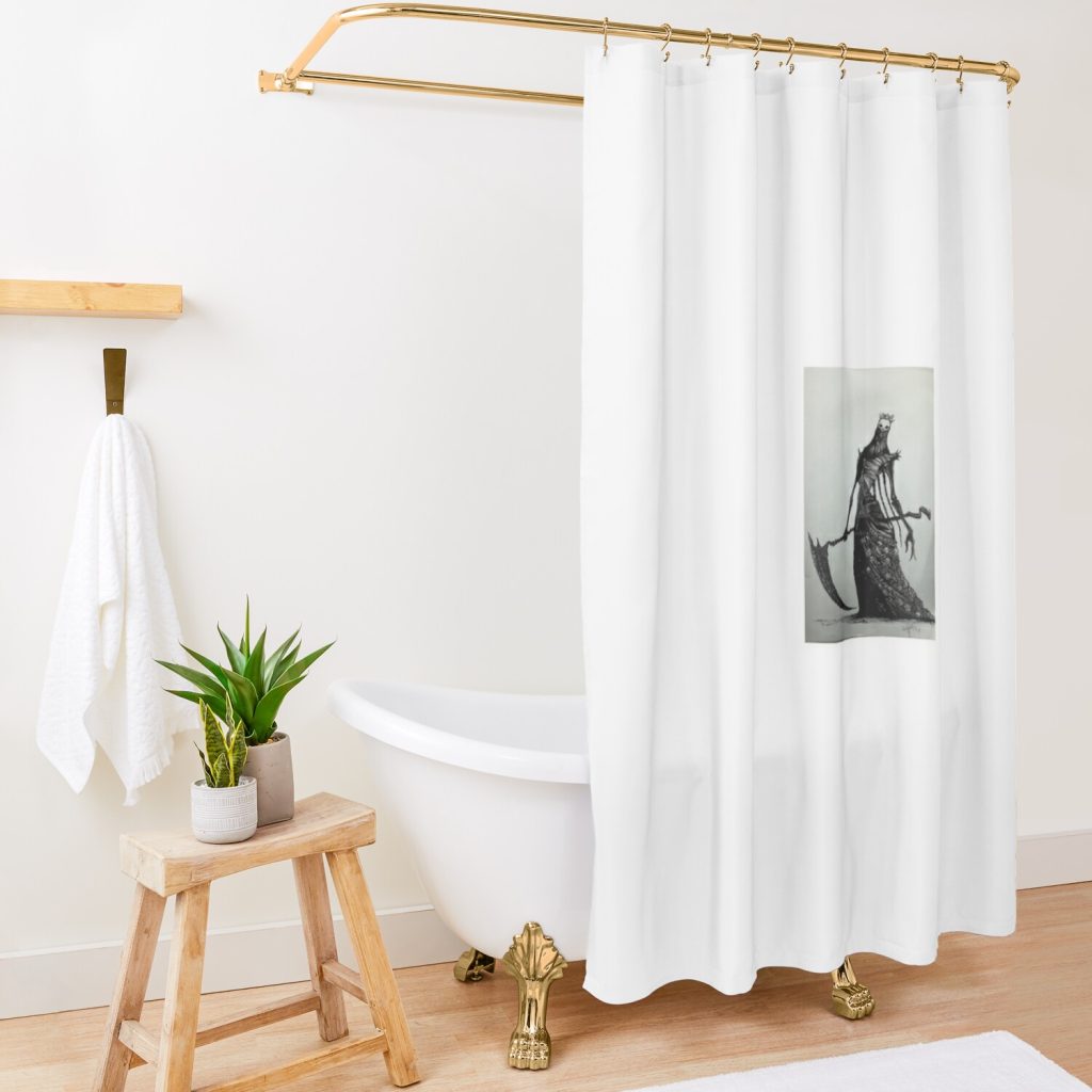 Nashandra Inked Lineart Dark Souls 2 Shower Curtain Official Dark Souls Merch